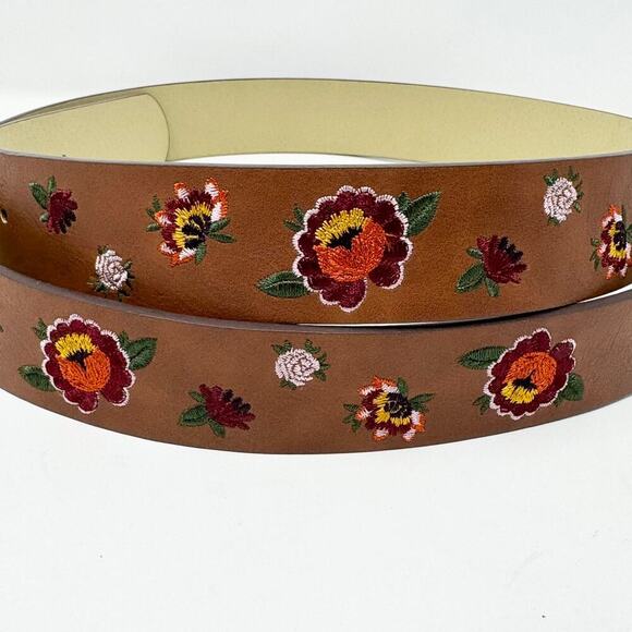 Time and Tru Brown Floral Embroidered Vegan Leather Belt Boho Women's Plus Sz 2X - Picture 3 of 12